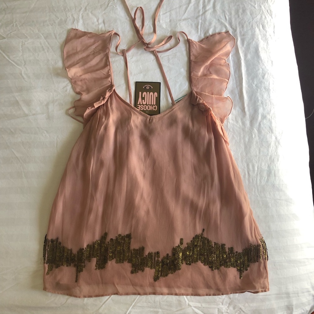 Juicy Couture Silk Beaded Top sz 4